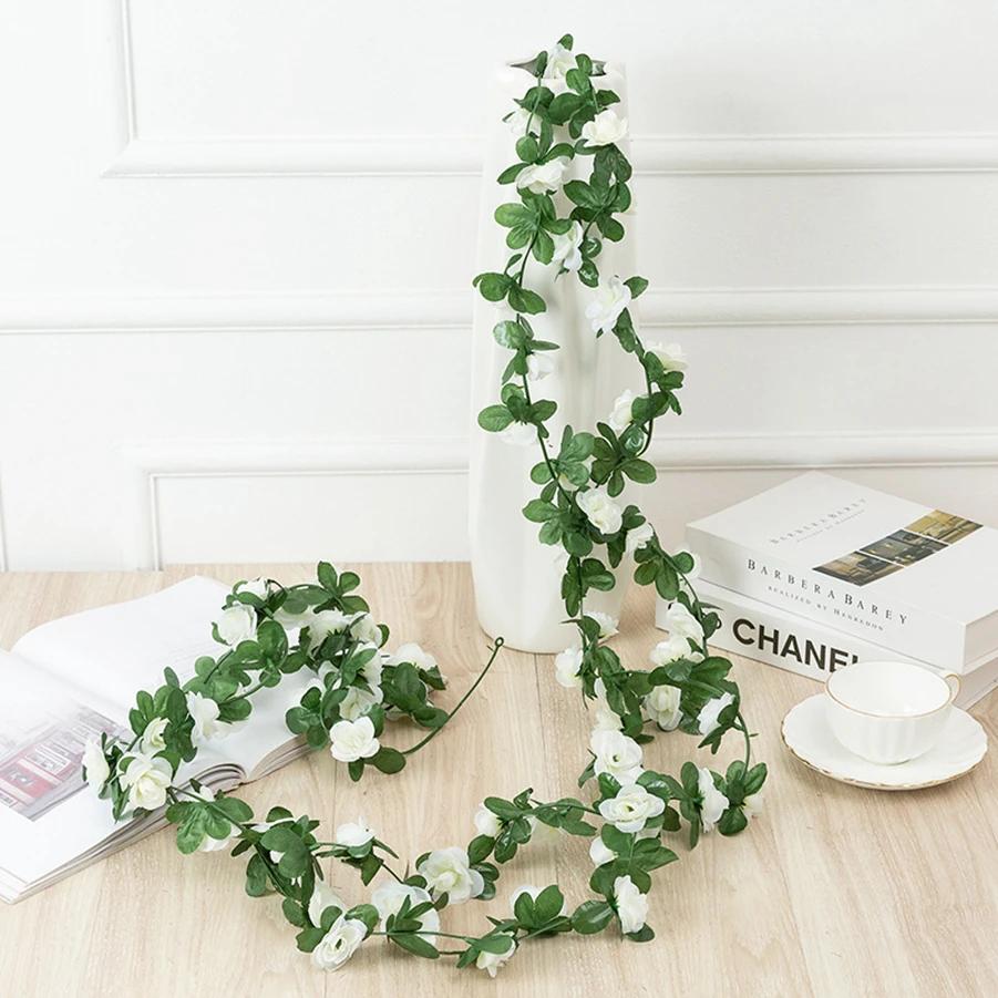 250CM Artificial Rose Flowers Wedding Home Room Decoration Spring Autumn Garden Arch Christmas Rattan DIY Gift Fake Plants Vine