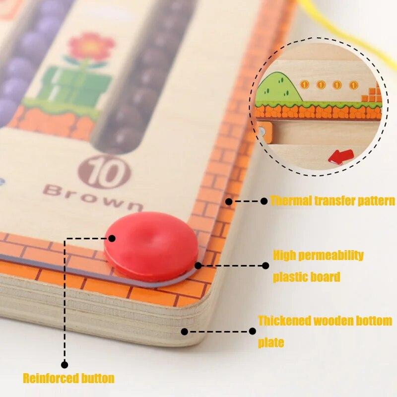 Children Wooden Magnetic Color and Number Maze Learning Education Toys Color Matching Montessori Toys Wooden Toys Gift for Kids