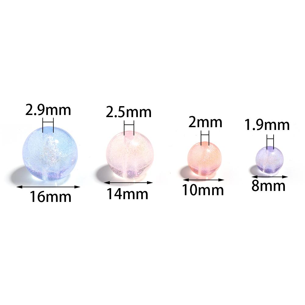 8 10 14 16mm Acrylic Plated Colored Beads Transparent Loose Spacer Round Beads DIY Exquisite Bracelet Phone Chains Accessories