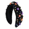 Halloween-themed Headband Faux Pearls Rhinestones Decor Widen Design Hair Hoop Adult Knot Headband Hair Accessories