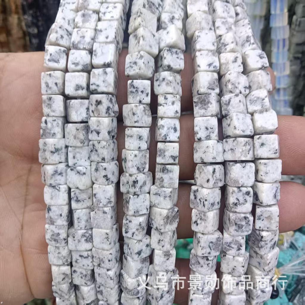 6x6mm Quadratische Rosenquarz-Achat-Perlenkette - Naturstein DIY-Zubehör