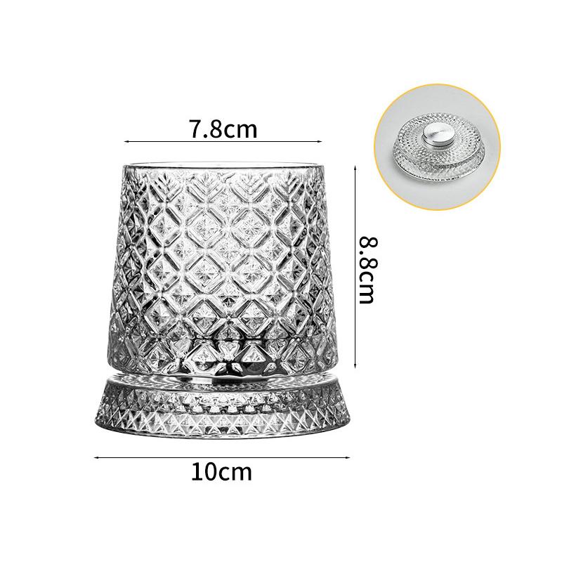 Whiskey Glasses Rotating Whisky Glass with Glass Base 360 Rotate Degrees Crystal Rum Glass for Cocktail Party Drinking 2026 New
