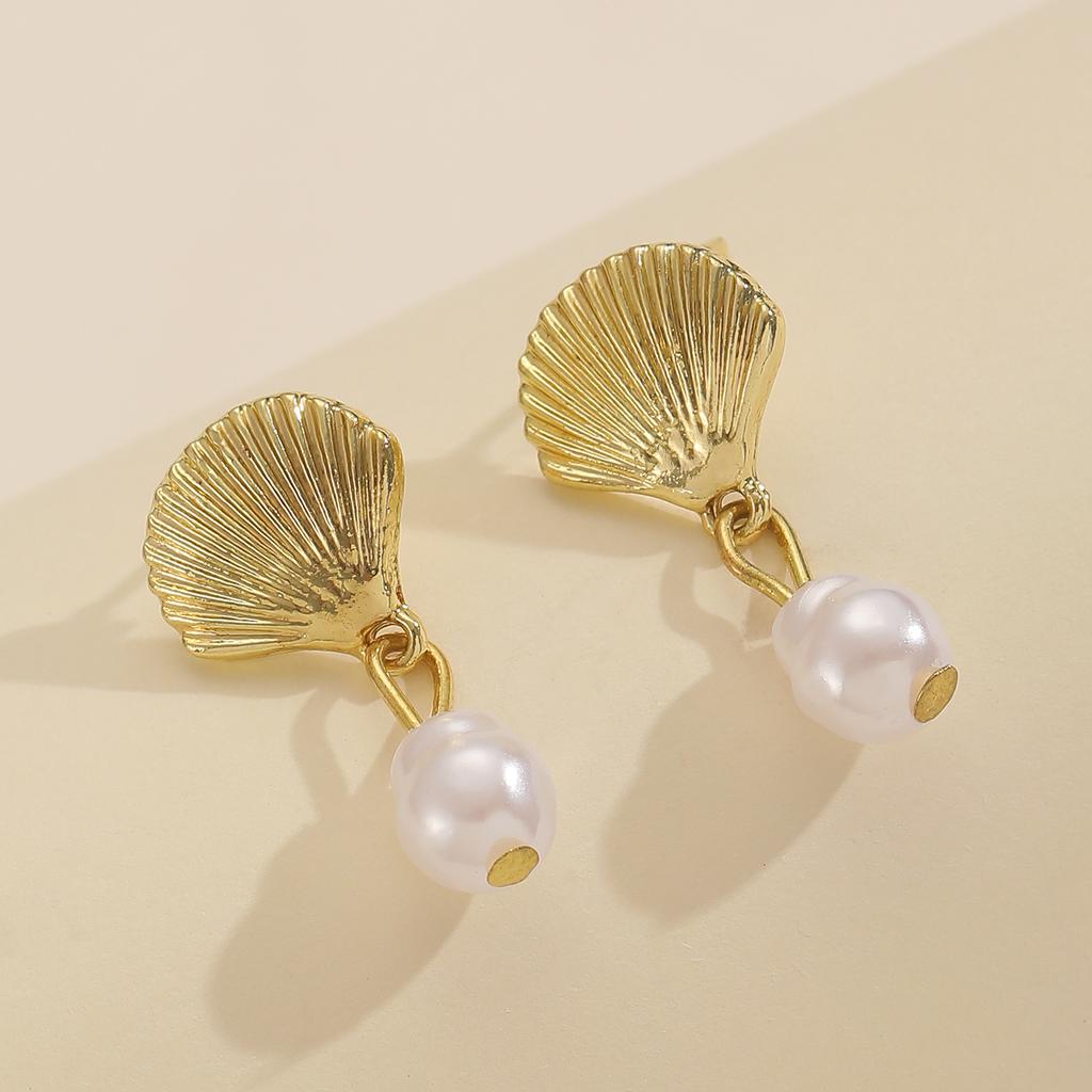 Literary Ocean Style Starfish Stud Earrings For Women Alloy High-Quality Imitation Pearl Drop Beach Jewelry