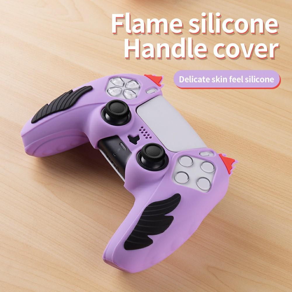 For Sony PlayStation 5 Controller Silicone Case Flame Design Shock Absorbing Grip Protective Cover