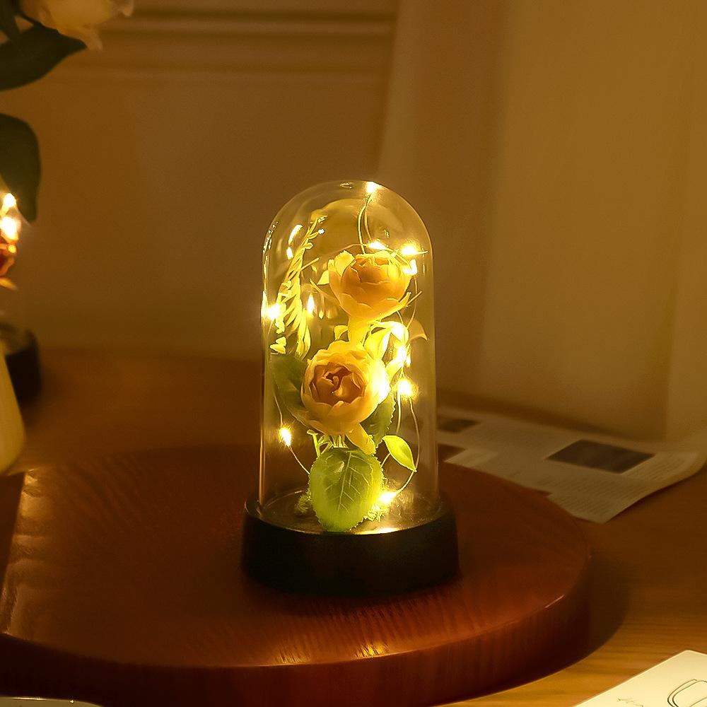 Eternal Flower Home LED Creative Ornament, Valentine's Day Simulation Flower Qixi Festival Christmas Valentine's Day Surprise Gift