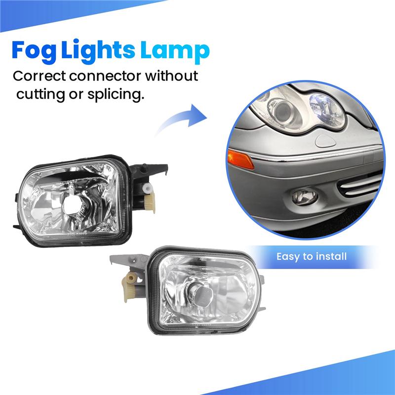A16P-1Pair Car Front Bumper Fog Lights Lamp Foglight Without Bulb For Benz C-Class W203 2001-2007 2158200556 2158200656
