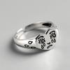 Simple Sad Crying Face Love Ring for Women with Old Tearful Expression Open Ring Jewelry