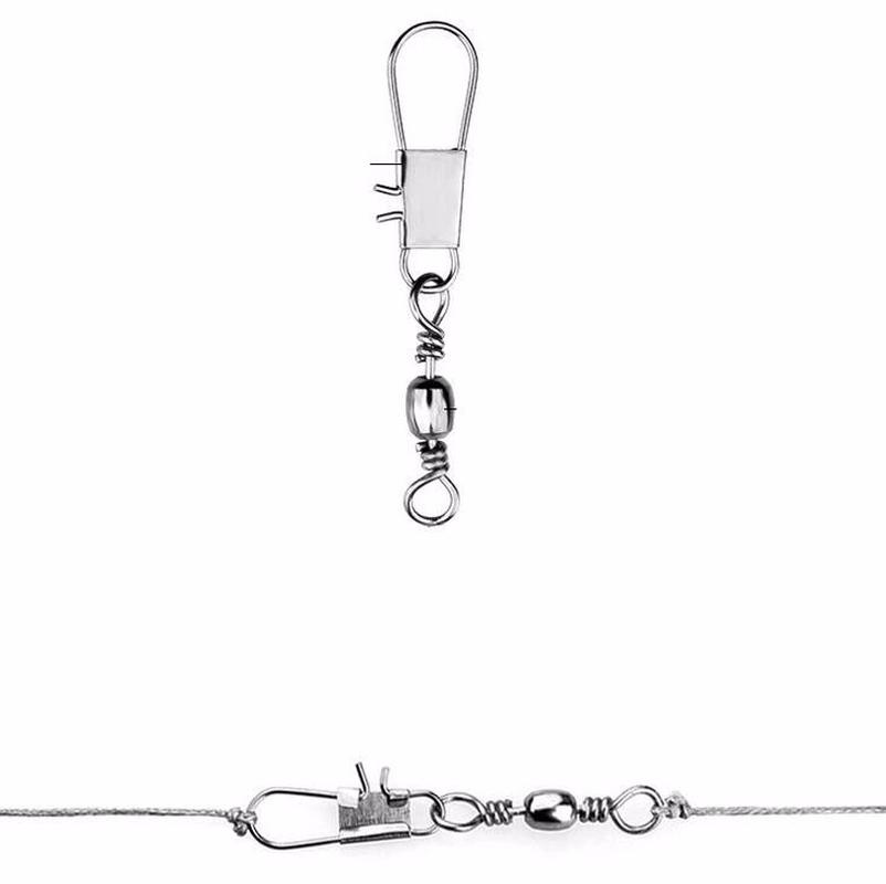 20Pcs Fishing Line Connector Solid Fishing Barrel Swivel Rings Interlock Snap Fishhooks Accessories