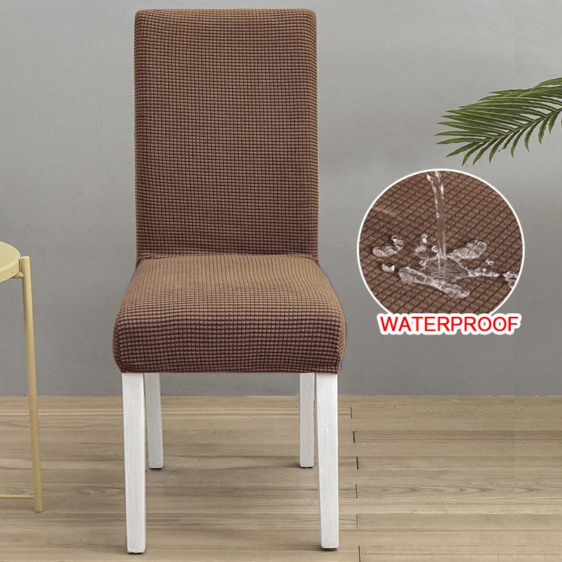 Waterproof Jacquard Chair Cover For Dining Room Thick Fabric Chair Slipcover Protector Washable Seat Cover For El Banquet 1Pc