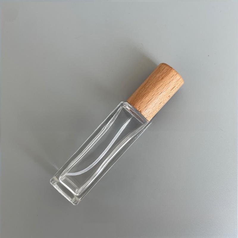Sticlă portabilă de parfum din sticlă cu capac din lemn, opțiuni de 5 ml și 10 ml