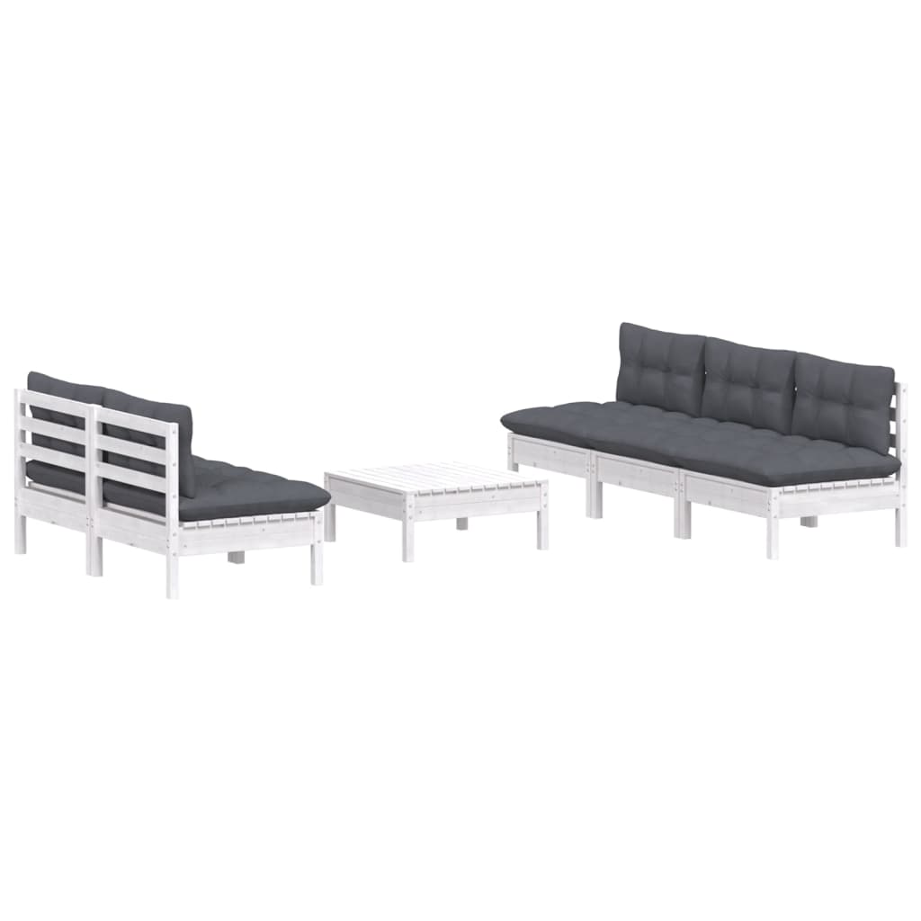Vidaxl 6-Cz. Garden Lounge Set, Anthracite Cushions, Pine