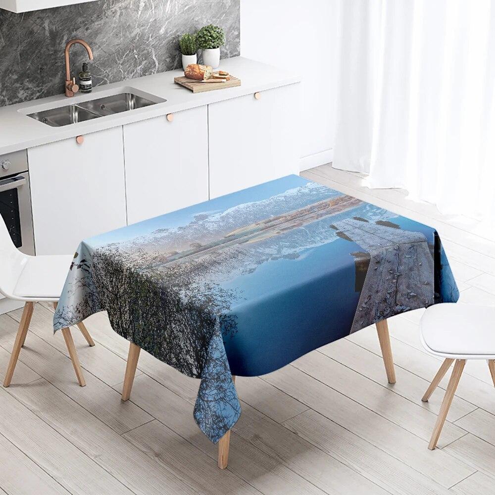 Natural Scenery Tablecloth Landscape  Anti-fouling Waterproof Rectangular Kitchen Dining Table Home Decoration