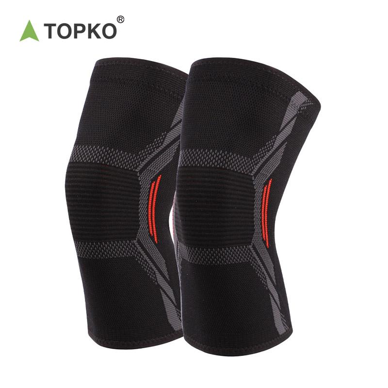 TOPKO Stocked Non-slip Knitted Nylon Outdoor Sports Knee Sleeves Pads Support Weightlifting Knee Wrap S красный