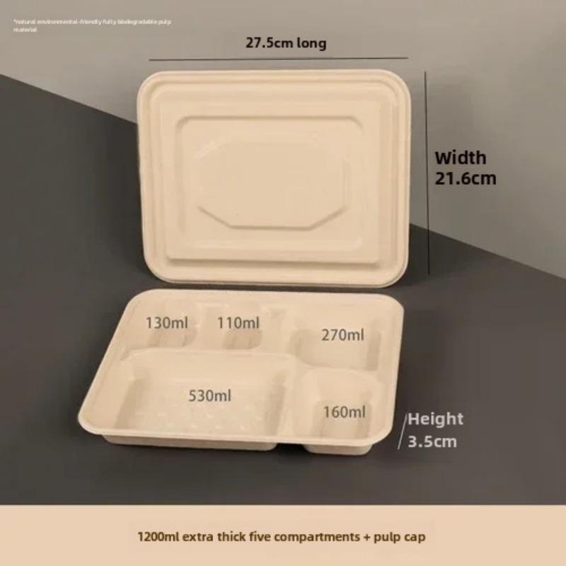 Caja de embalaje desechable para entrega dividida, 10 unidades, gran capacidad, papel de cuadrícula múltiple, cajas para el almuerzo, respetuosas con el medio ambiente, para microondas
