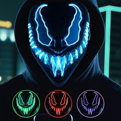 Maschera spaventosa di Halloween LED illuminata con 3 modalità di illuminazione EL Wire per feste in costume cosplay di festival Carnevale per adulti e bambini