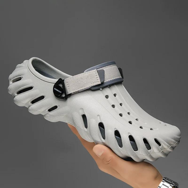 New Summer Men's Casual Thick Bottom Anti-slip Fashion Round Head Indoor Outdoor Beach Sandals Slip-On Breathable EVA Thong S...