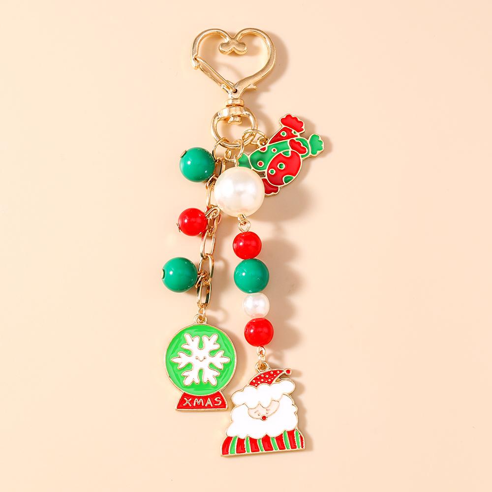 Fashion Christmas Keychain Women Girls Snowman Elk Key Ring Pendants for Handbag Decor DIY Key Chain New Year Gifts