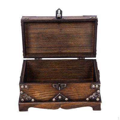 Joyero con cerradura, cofre del tesoro antiguo, decoración, multifuncional, práctico, pequeño candado de madera