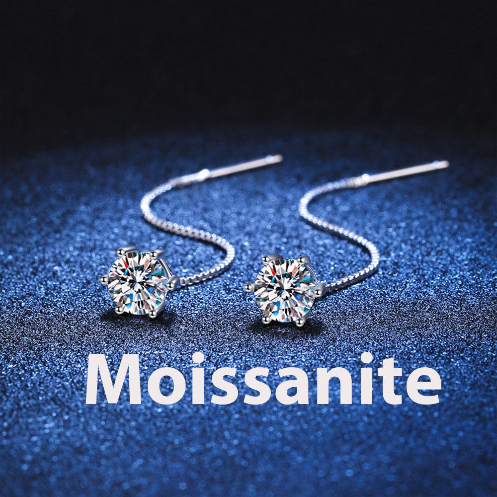 0.5-1ct Moissanite Earrings for Women Lab Grown Diamond Ear Studs 925 Silver Fine Jewelry Gift