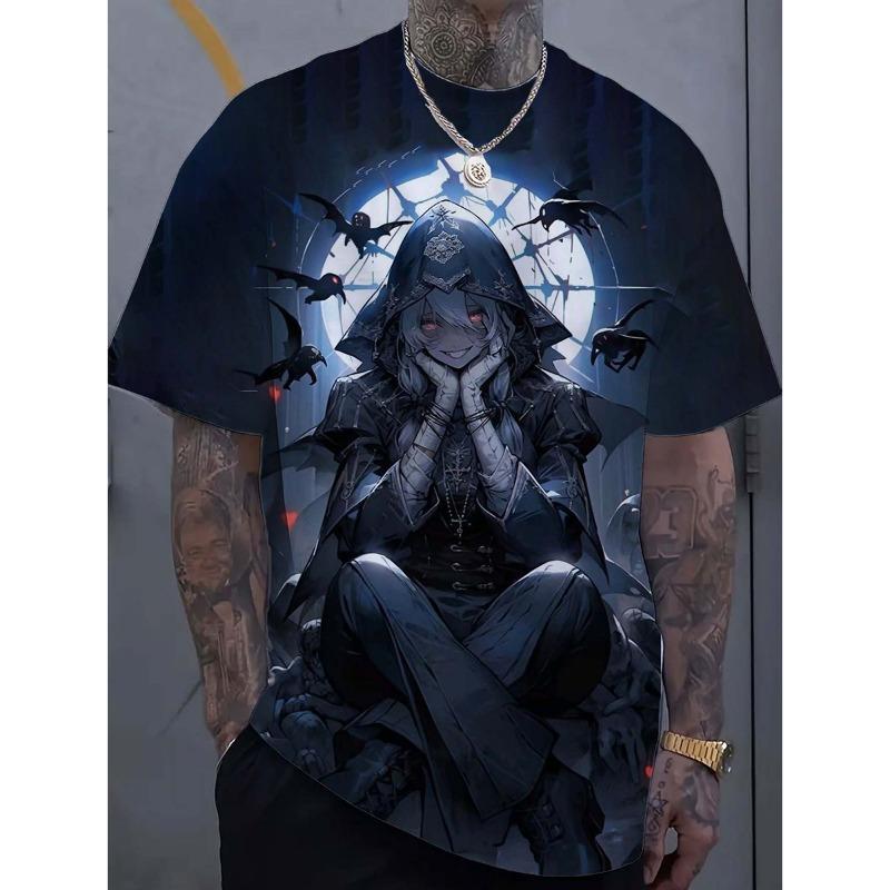 

Men s 3D cartoon tattoo girl T-shirt 3D printed Harajuku street style short sleeved casual and comfortable top S