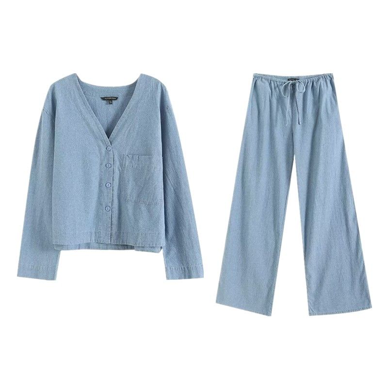 Fashion Style 2024 Summer New Arrival Women's Clothing Commute Style Pure Cotton Short Version V-neck Long Sleeve Shirt 05190590406