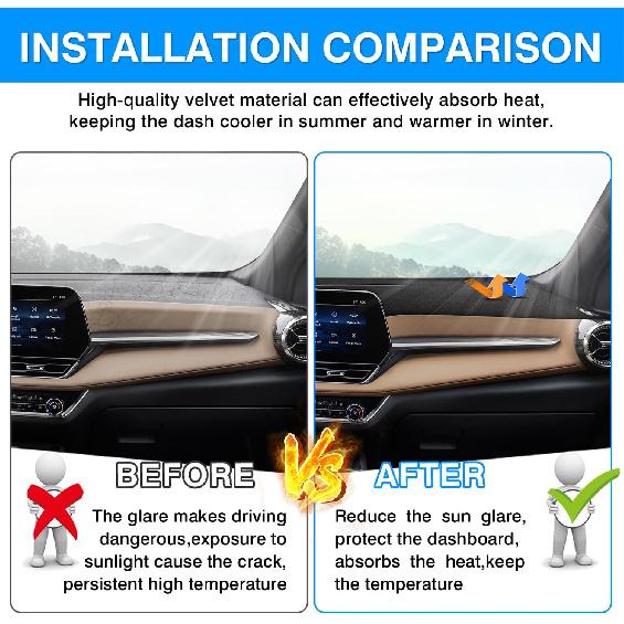 Autorder Dashboard Cover Mat for 2025 Chevrolet Equinox Accessories Dash Cover Upgrade Velvet Dash Mat UV Rays Protector