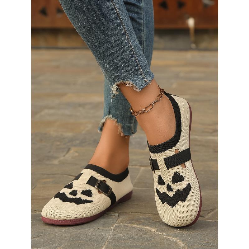 Autumn new women's shoes Halloween pumpkin casual cloth shoes lightweight breathable versatile single shoes wholesale