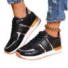 New women's casual sports shoes large size round head front lace-up platform shoes