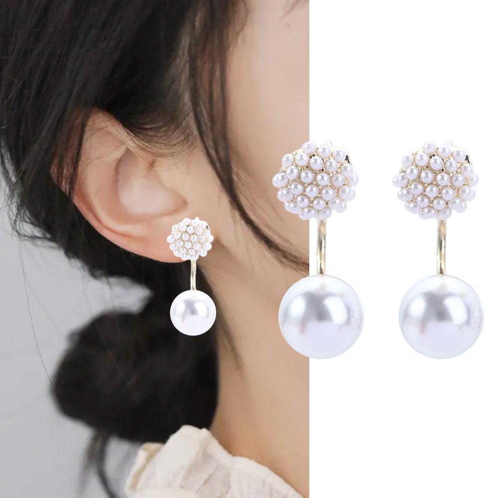 

Big Pearl Round French Pearl Earrings Korean Style Earrings Flower Stud Earrings Female Earrings