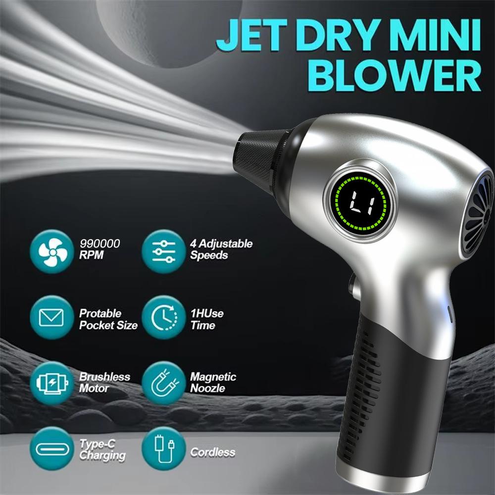 990000RPM Turbo Jet Blower Powerful Air Blower Brushless Turbo Fan Wind Speed 60m/s 8000mAh strong breeze Cordless Air Duster