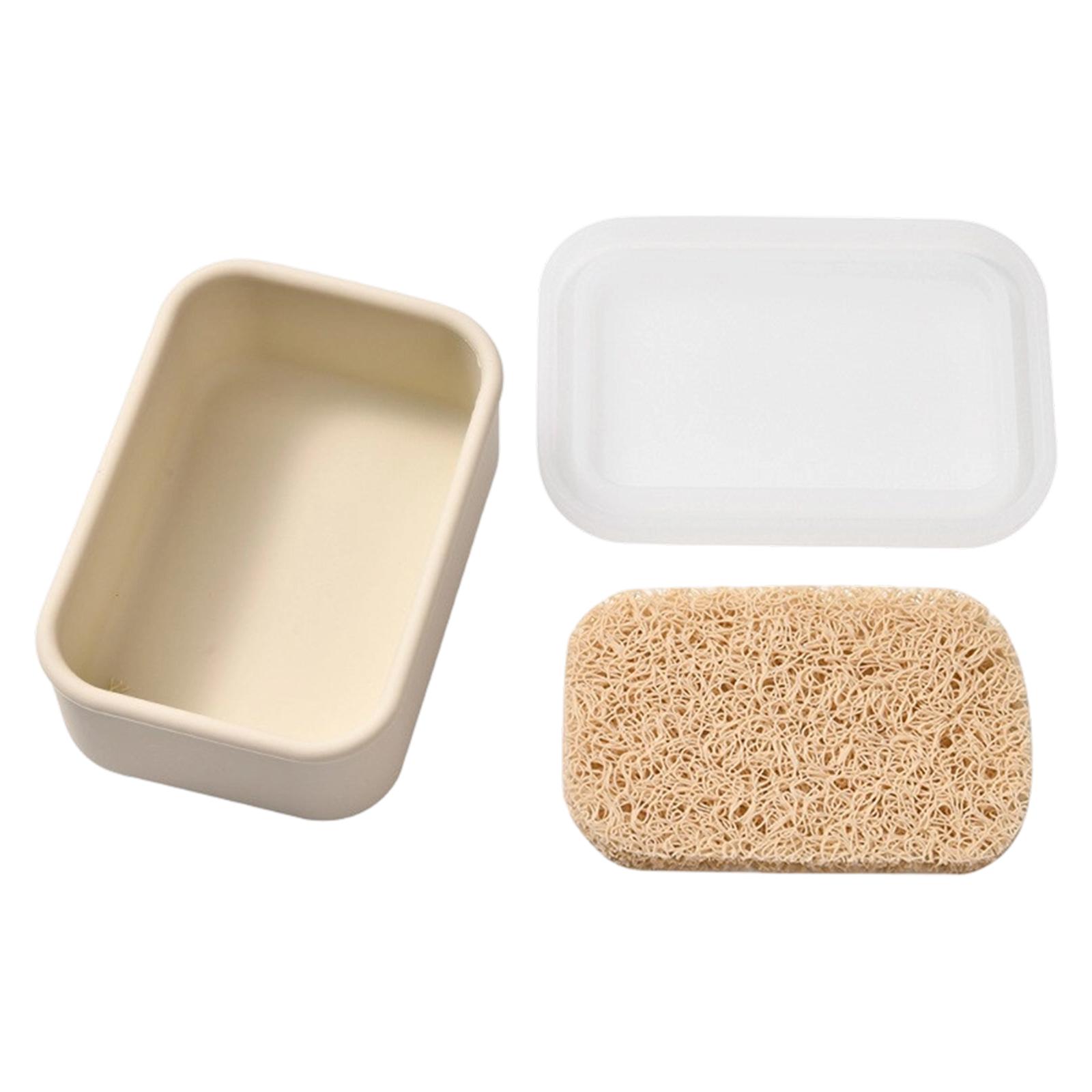 

Silicone Soap Dish with Drainage Lid and Natural Fiber Sponge Holder for Bathroom Kitchen Countertop Organization and Soap Storage One Size