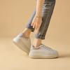 Glossy Heel Tab Sneakers Women Five Eyelet Platform Round Toe Slanted Vent Marks Thick Pale Shoes