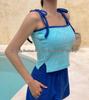 Korean Women's Conservative High-Waist Bikini Swimsuit with Skirt and Pants