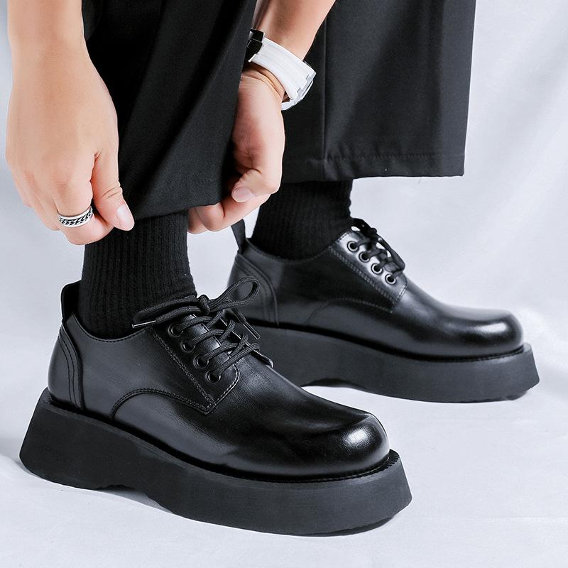 Spring new British style trend casual small leather shoes men's retro big head leather shoes platform men's shoes 2881-R