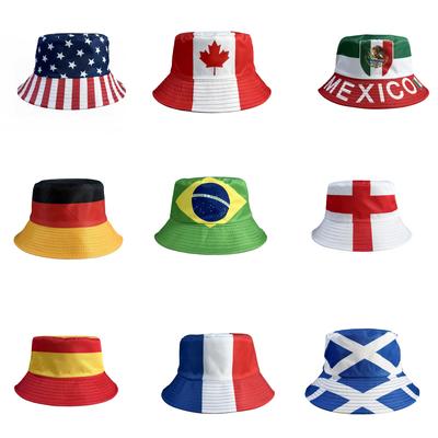 Reversible National Flag Print Bucket Hat Unisex UV Protection Outdoor Beach Travel Sun Hat for Men Women