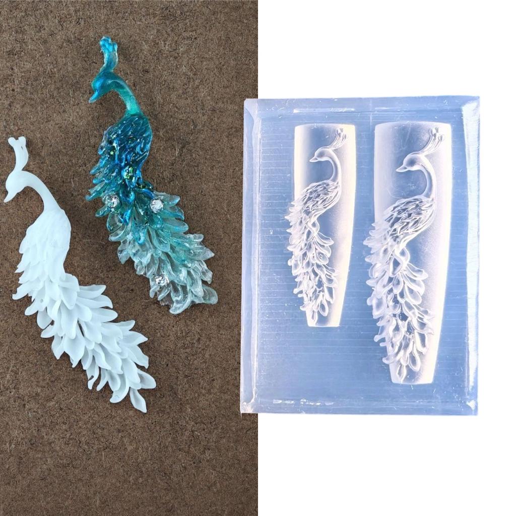Transparent Silicone Embossing Mold Featuring Peacockbird Pattern Ideal For Nail Skill Phone Case Decorations