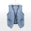 Damen Jacke Weste Frühling Sommer Denim Damen Kurz Locker Ärmellos Mantel Weste Mujer