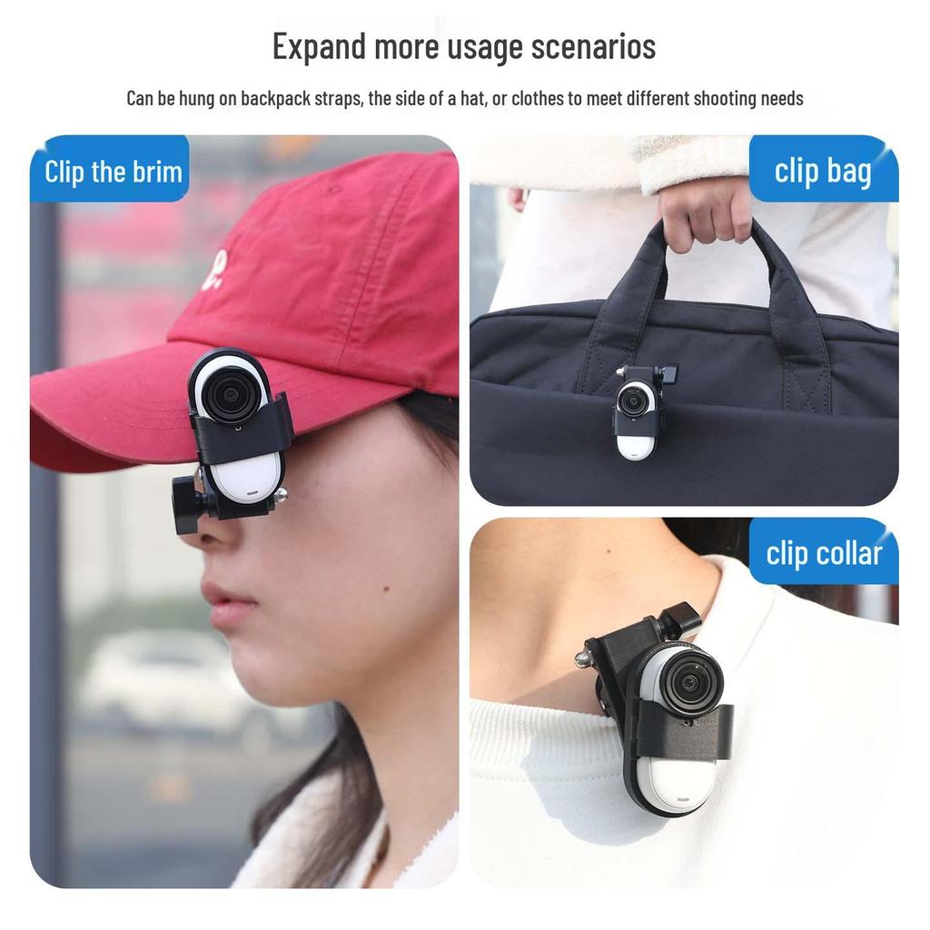 Insta360 Go3S Clip Mount: Versatile Horizontal/Vertical Shooting for Backpack, Hat, Collar Accessories