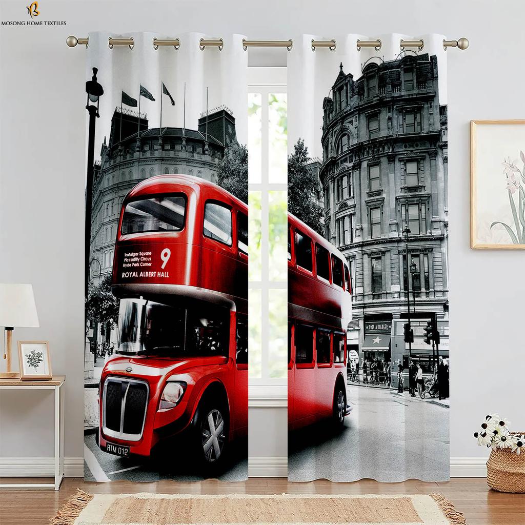 Czarno-biała architektoniczna skrzynka pocztowa retro krajobraz druk 3d zasłona sypialnia salon gabinet dekoracyjna zasłona 2 sztuki