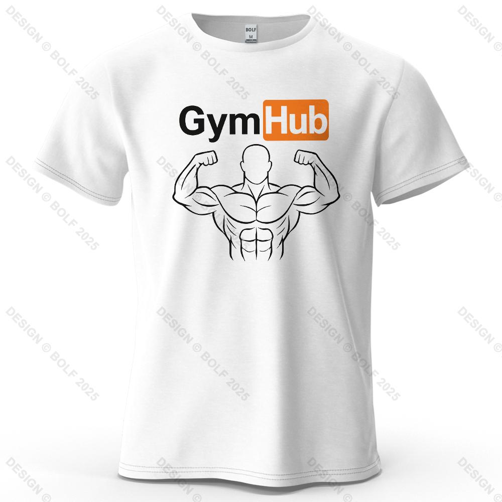 Gymhub Minimalist Printed Casual Short Sleeved New Personalized Mens And Womens Soft And Skin Friendly Fashionable Tshirt