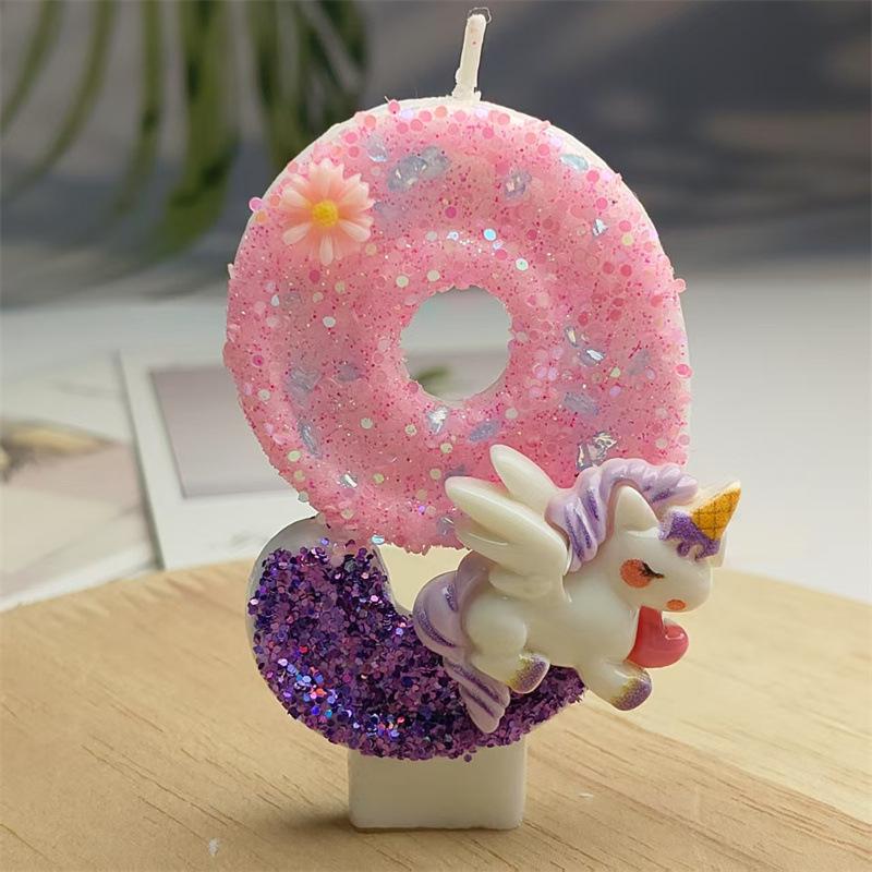 Creative Design Cute Cartoon Unicorn Birthday Candle Cake Atmosphere Birthday Decoration Candle Colorful