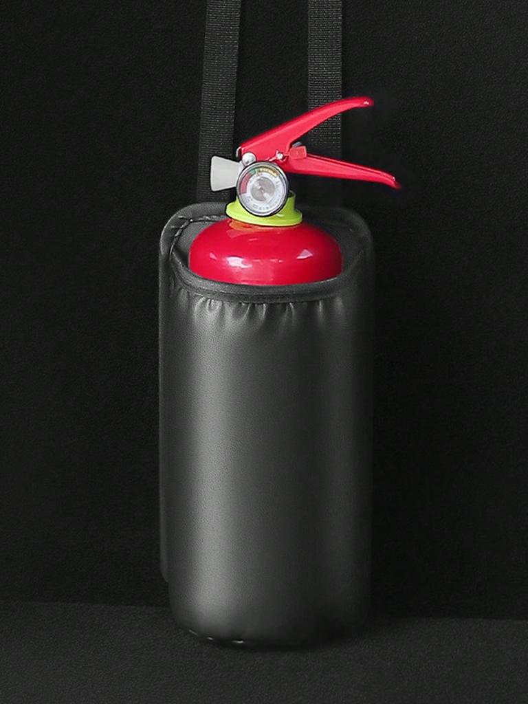 Car Fire Extinguisher Holder - PU Leather Car Storage Sleeve with Hook & Loop Fastener, Universal Fit for Seat Back & Trunk