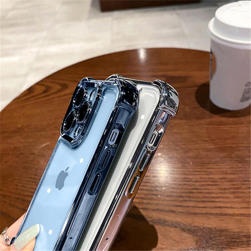 Purple Plating Clear Shockproof Phone Case For iPhone 17 13 16 15 Pro Max Plus XS XR X Hard Acrylic Four Corner Anti-Shock Cover