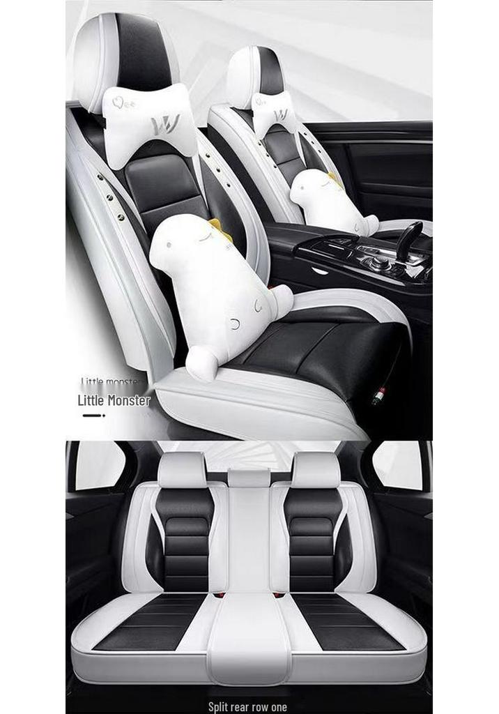 Universal Cartoon Car Seat Cushion - Four Seasons, Wear-Resistant, Dirt-Resistant, Full Surround, Leather Cover for Five-Seaters