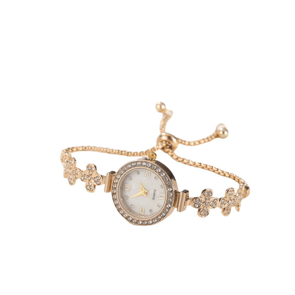 Slim Strap Women Quartz Watch Leaf Design Rhinestone Watch Ladies Quartz Watch Daily Use золотой