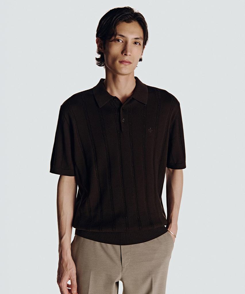 Danielkeulemyu 26Ss Washable 100% Supima Cotton Cable Collar Knit Brown