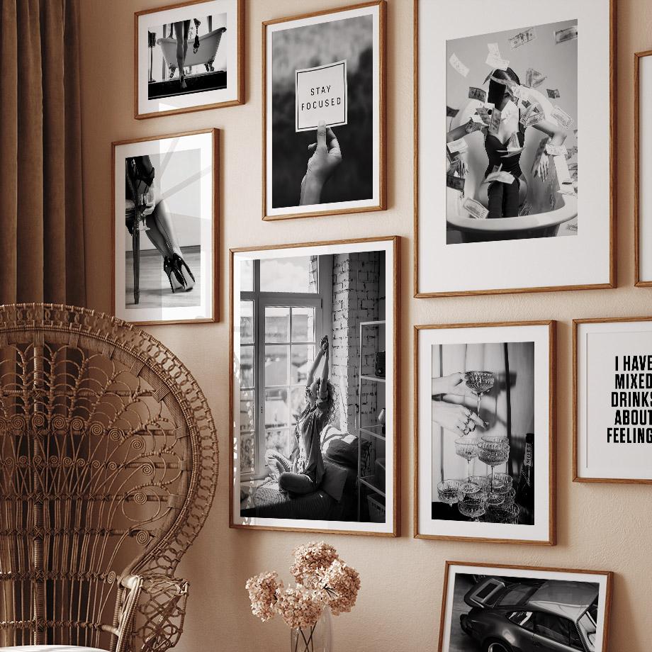 Black White Women Bathtub Camera Wall Art Canvas Painting Vintage Nordic Posters And Prints Pictures For Living Room Home Decor