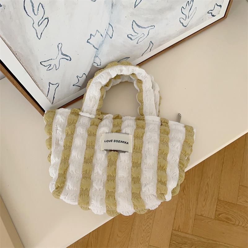 1 Bubble handbag carry-on bag canvas bag casual lazy style solid color zipper shopping bag