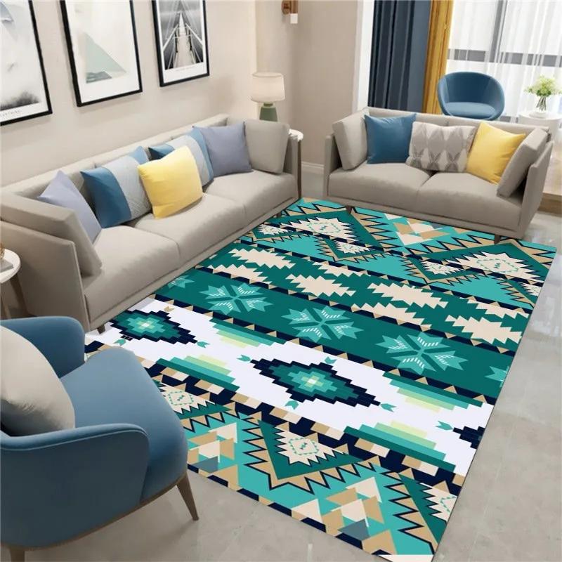 Vintage Böhmischer Ethno-Stil Teppich Wohnzimmer Schlafzimmer Bettseite Arbeitszimmer Eingangstürmatte Rutschfest Heimdekoration Teppich