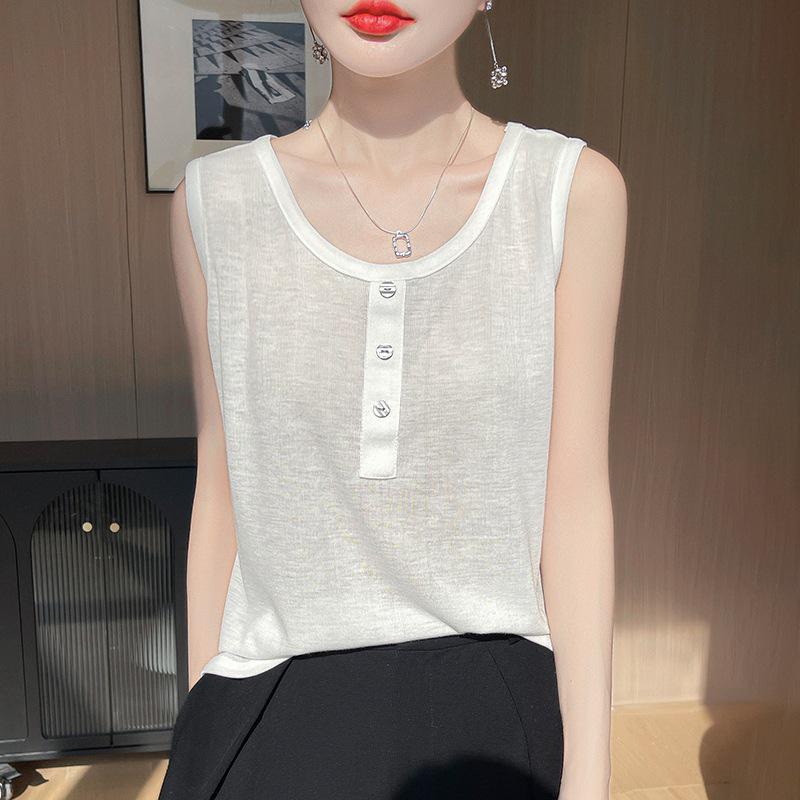 

Women s Sleeveless U-Neck Knit Outerwear Top S for 90-105 lbs